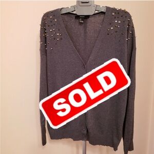 Forever 21 Charcoal Studded Cardigan